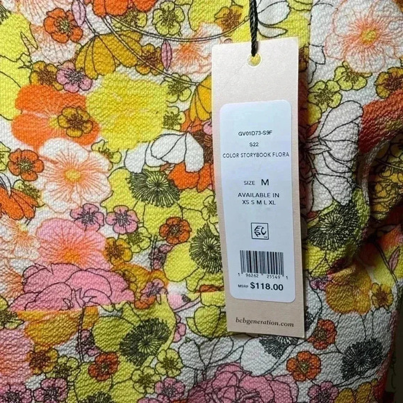 BCBGeneration Ruffle Floral print midi dress sz M - Picture 3 of 7
